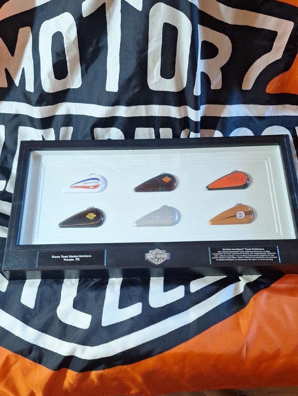 Harley-Davidson Framed Mini Tank Set - Black, Orange, White, Silver, Brown
